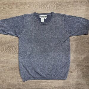 Joseph A Gray Blue Metallic Silk Top Size L